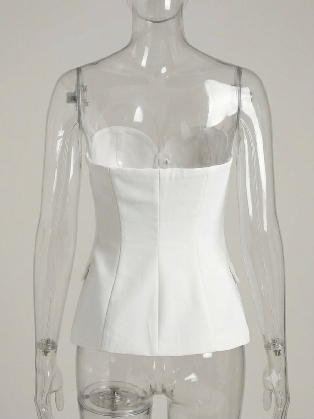 Zara Strapless White Corset Blazer Top Structured Tailored Vest Size XS - Picture 3 of 14